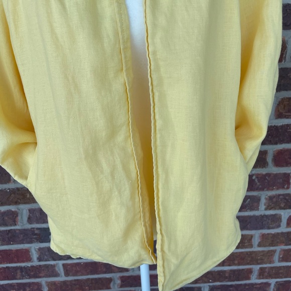 Kim Rogers Yellow Linen Blend 3/4 Sleeve Open Top Size  Petite Large - Picture 8 of 10